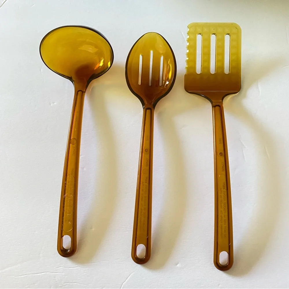 Vintage Lot of 3 UltraTemp Amber Kitchen Utensils Robinson Knife Co Made in USA